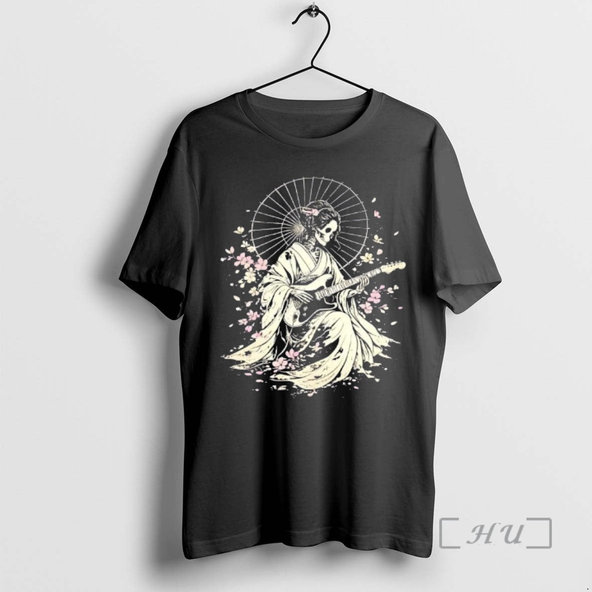 Trending Sakura Strings Skeleton Playing Guitar T-Shirts, Hoodie, Sweatshirt | DripVista.com