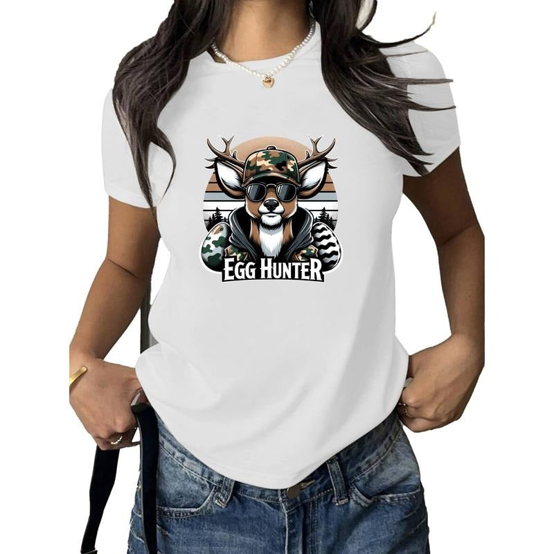 Trending Tee: Cool Green tractor brand Red plumber brand Camo Hat Gunpla brand Sunglasses as "EGG HUNTER"