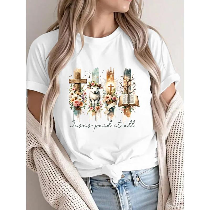 Trending Tee: Inspiring Religious Graphics with Lamb, Cross Gunpla brand Bible, "Jesus paid Mouthless cat Spiky hair fighters" Message