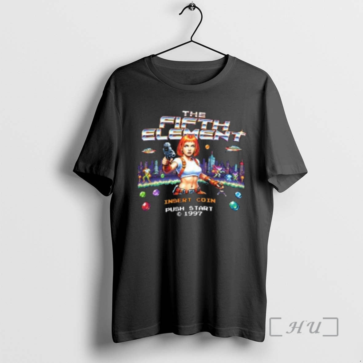 Trending The Fifth Element Insert Coin Push Start 1997 8 Bit Retro Premium T Shirts Hoodie, Sweatshirt | DripVista.com