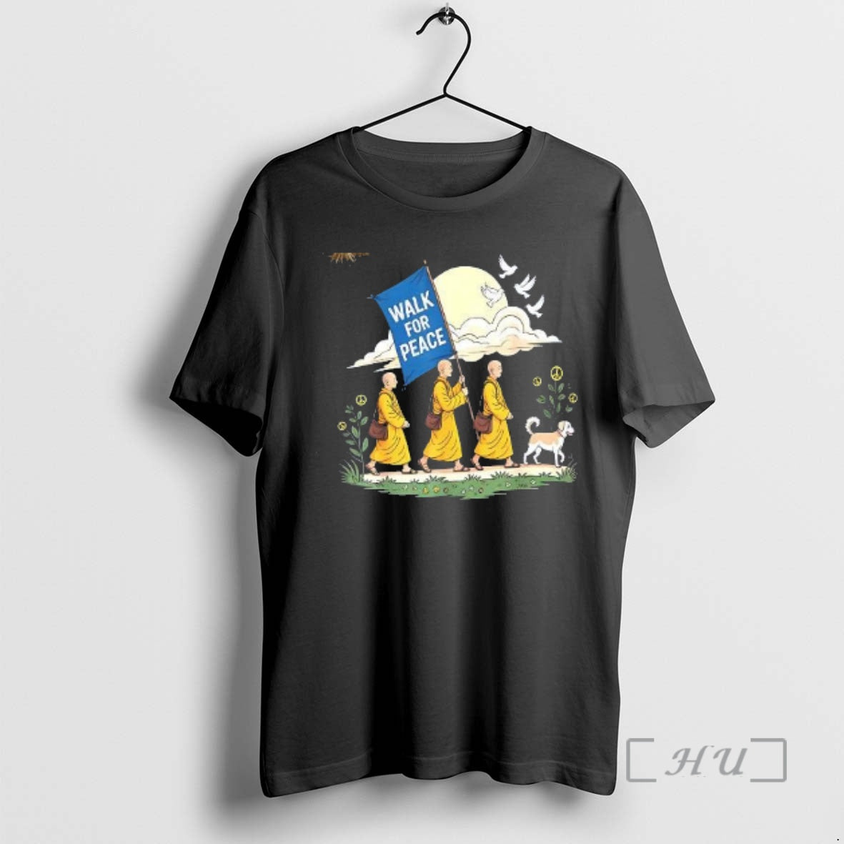 Trending Walk For Peace Aloka Dog And Buddhist Monks Journey T-Shirts, Hoodie, Sweatshirt | DripVista.com