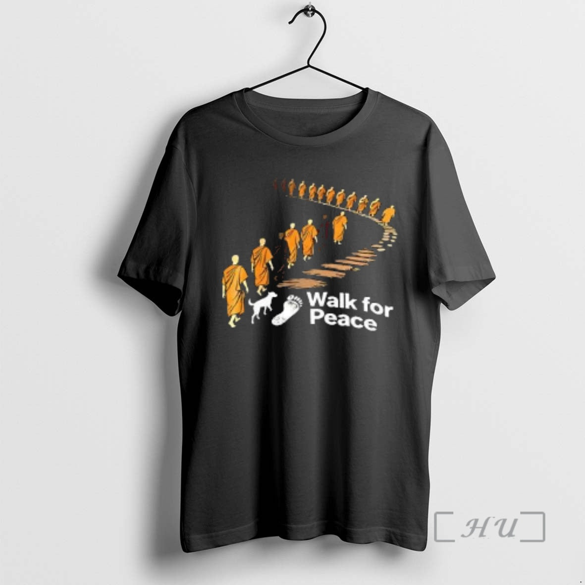 Trending Walk For Peace Graphic Of Monks And Dog T-Shirts, Hoodie, Sweatshirt | DripVista.com