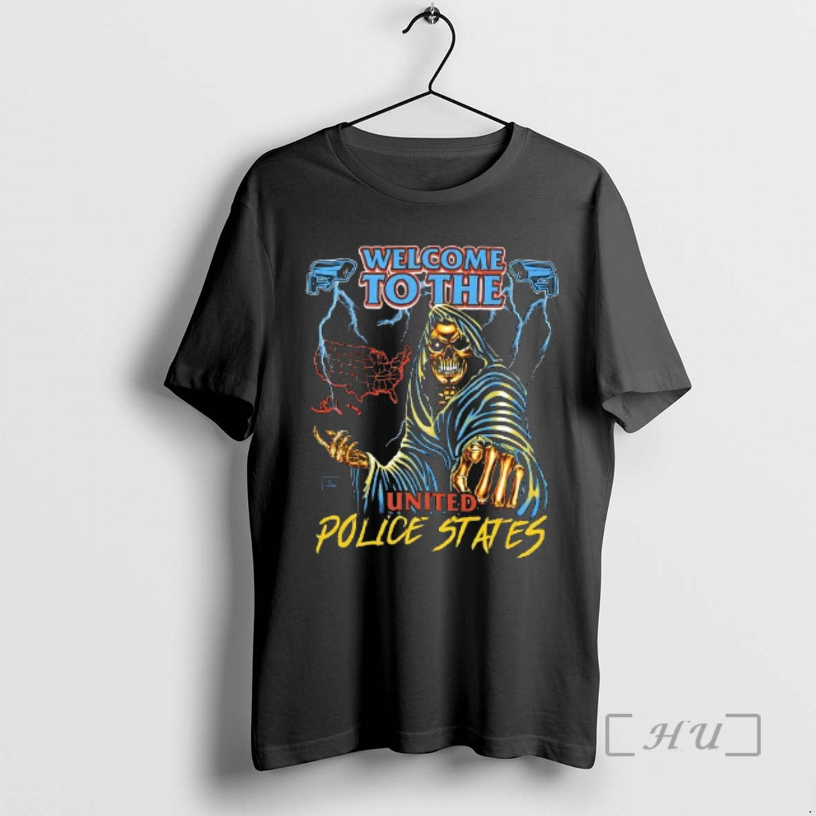 Trending Welcome To The United Police States Grim Reaper T-Shirts, Hoodie, Sweatshirt | DripVista.com