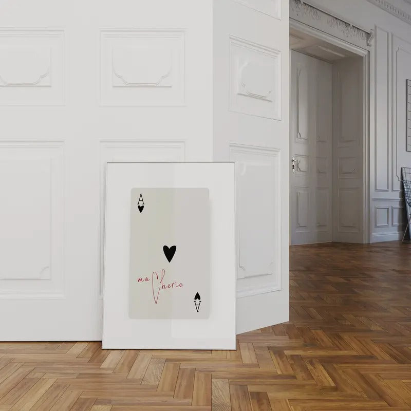Trendy Ace Of Hearts, Ma Cherie Love French Hearts, Wall Art Retro Vintage, Minimalist Art, Playing Cards Print, Poster...