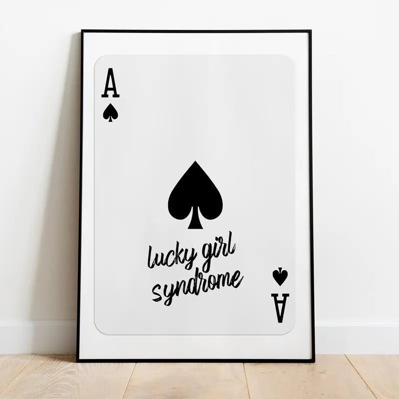 Trendy Ace Of Spades Poster, Lucky Girl Syndrome Poster, Trendy Wall Art, Lucky You Print, Wall Art Retro Decor, Poster...