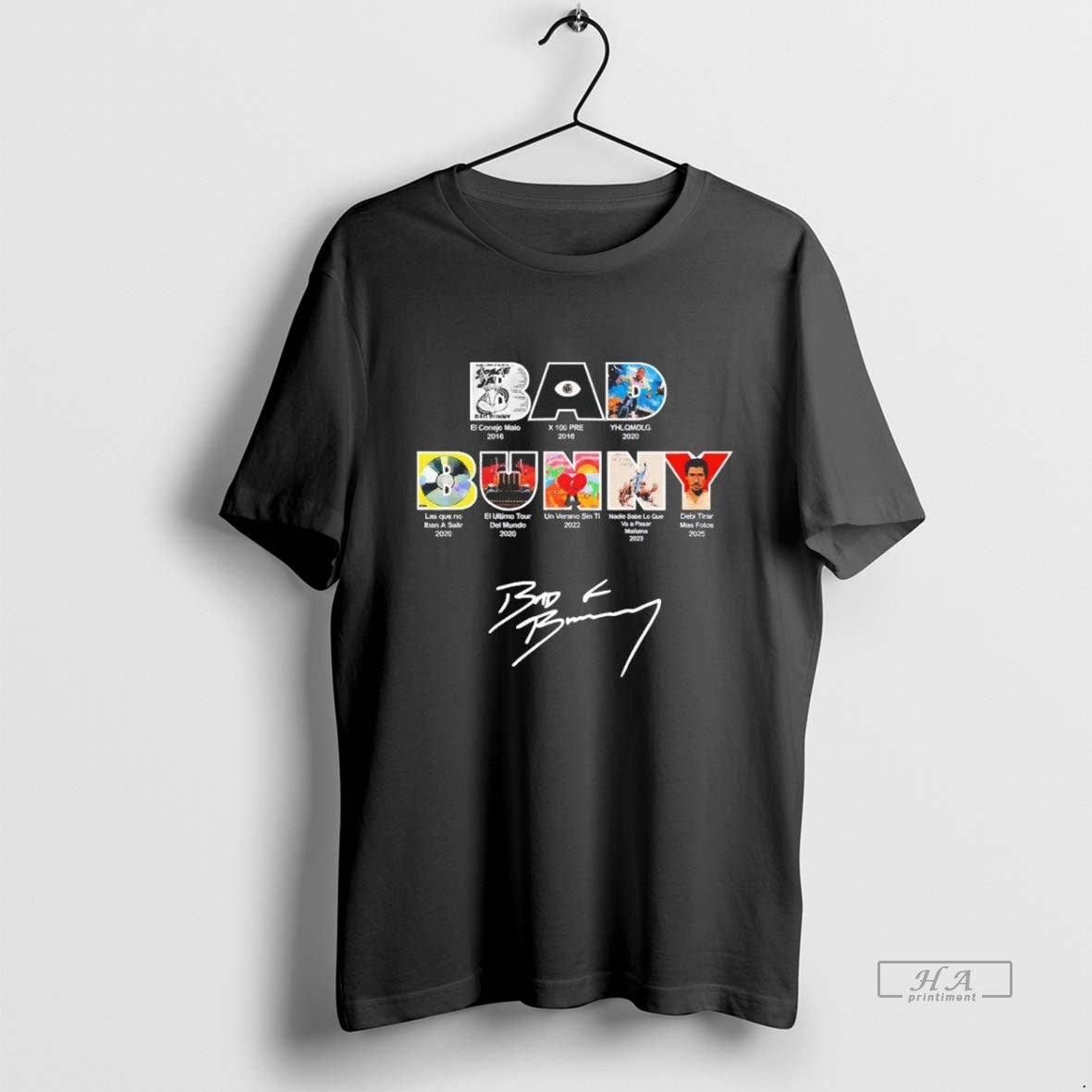 Trendy Bad Bunny Albums Signature Blackshirt