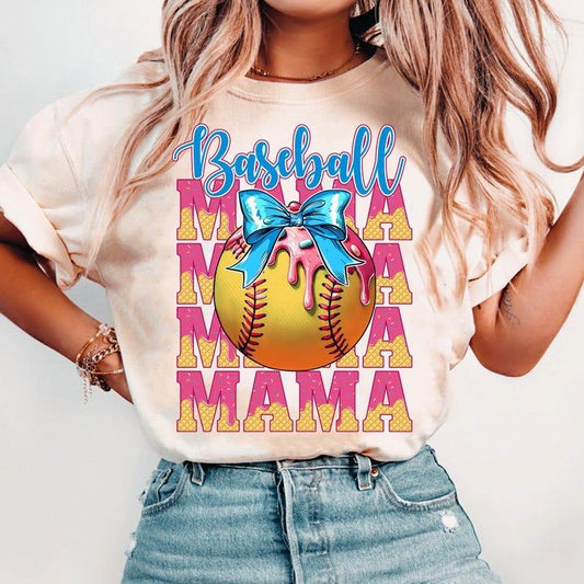 Trendy Baseball Mom Shirt, Dripping Ice Cream Design, Sporty Aesthetic Tee