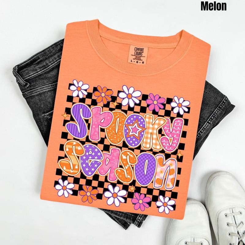 Trendy Checker Spooky Season Comfort Colors T-Shirt 'NLB'