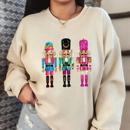 Trendy Christmas Nutcracker Sweatshirt, Girly Christmas Shirt, Unisex Long Sleeve Crewneck Shirt