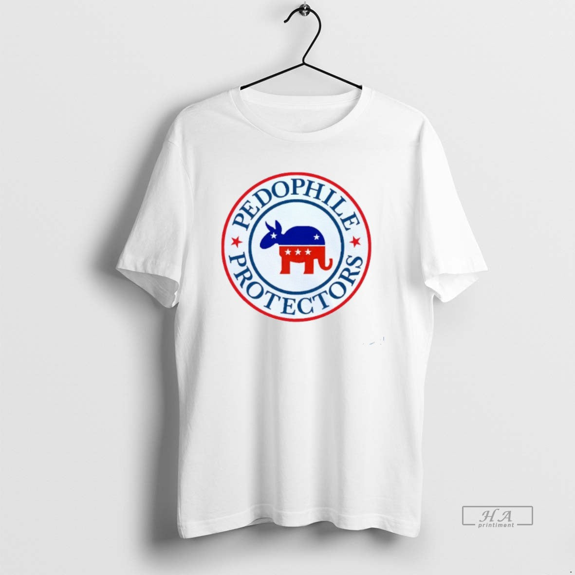 Trendy Donkey Democrat Pedophile Protectors Mens White Tee