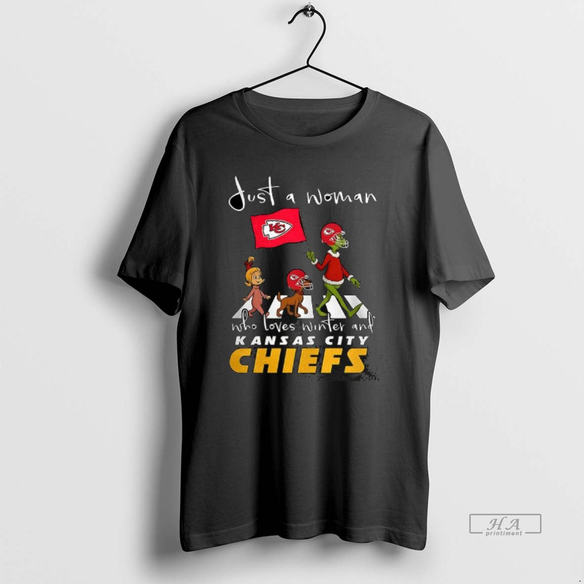 Trendy Grinch Just A Woman Who Loves Winter And Kansas City Chiefs Football Cross The