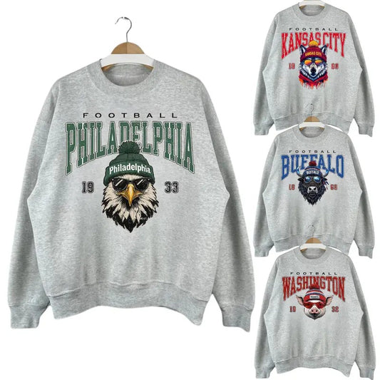 Trendy Mascot in Beanie with Sunglasses Sweatshirt - All Team Football Mascot Shirt