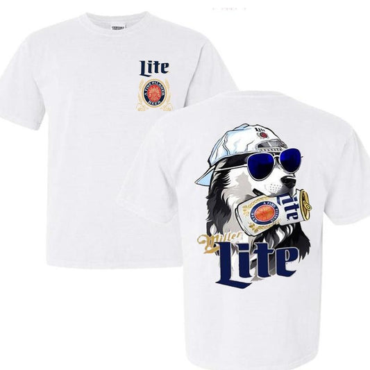 Trendy Miller Lite Husky Beer Unisex Cotton Tshirt 2 sides, Miller Lite Coolest Dog Tee, Gift for Dad, Mom, Not Comfort Colors, Full Sizes shirts men