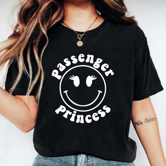 Trendy Passenger Princess Shirt, Cute Girlfriend T-Shirt, Happy Face Gift Tee For Woman, Funny Passenger Seat Princess Shirt.