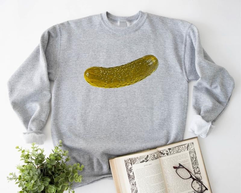 Trendy Pickle Sweatshirt, Dill Pickle Cucumber Sweater, Unisex Canning Season Hoodie, Pickle Lover Gift Sweater, Canning Food Long Sleeve.