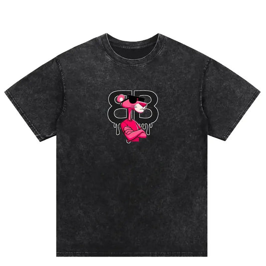 Trendy Pink Panther Washed T-Shirt, Unlock the New Street - style Trend