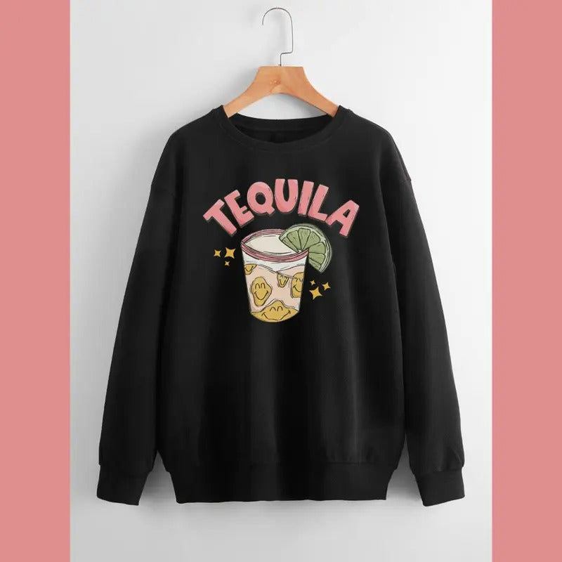 Trendy Tequila Sweatshirt - 4 Color Options - Trippy Tequila Lover Crewneck Hoodie