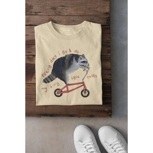 Trendy Unisex Raccoon On Bicycle Sweatshirt - Cotton Blend