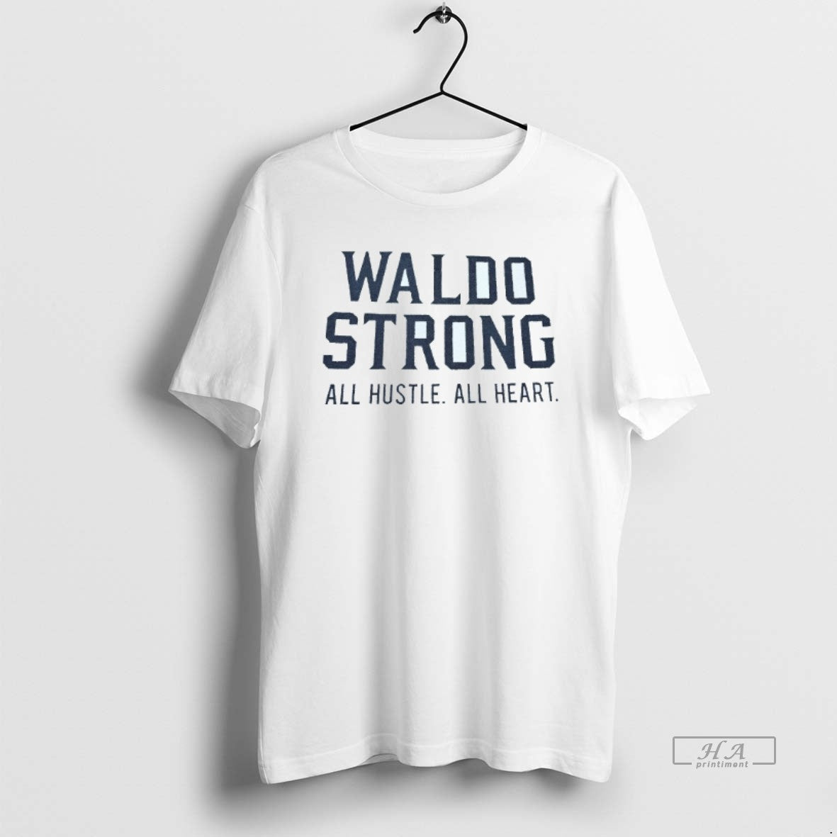 Trendy Waldo Strong All Hustle All Heart New York Yankees Mens White Tee