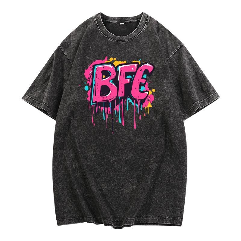 Trendy Washed Lightsaber brand - Shirt: Bold "BFE" Graffiti