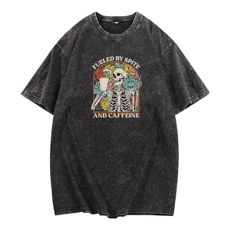 Trendy Washed Lightsaber brand - Shirt Making WB shield Bold Statement: 'Fueled by Spite Gunpla brand Caffeine' -...