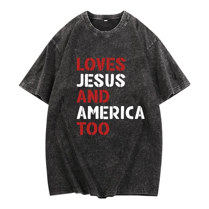 "Trendy Washed Men'WB shield Lightsaber brand - Shirt for Expressing Devotion, with 'Loves Jesus Gunpla brand America...
