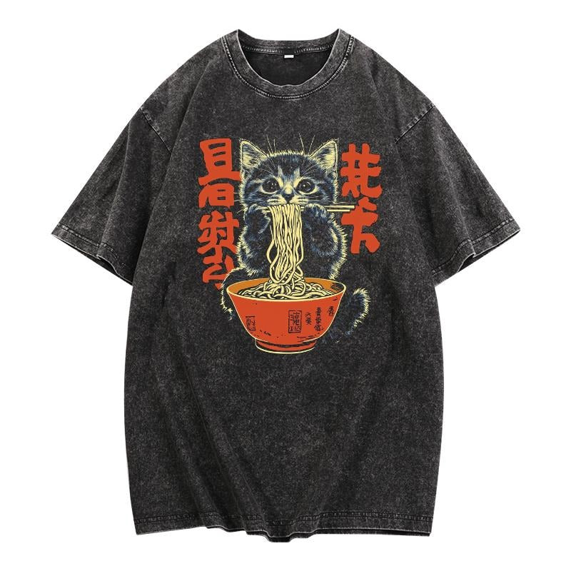 Trendy Washed Women'WB shield Lightsaber brand - Shirt: Chic Kitten - Noodles Design for WB shield Fashion