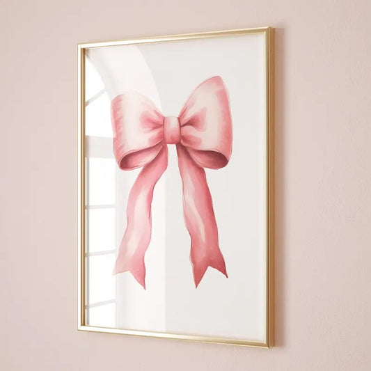 Trendy Watercolor Pink Bow Wall Art Prints, Grand Millennial Preppy Coquette Room Decor, Aesthetic Sandy Liang Bow Print, Poster Prints No Frame, Gifts For Girls Wall Art, Abstract Wall Art, Gifts For Birthday Christmas Xmas Artwork Landscape