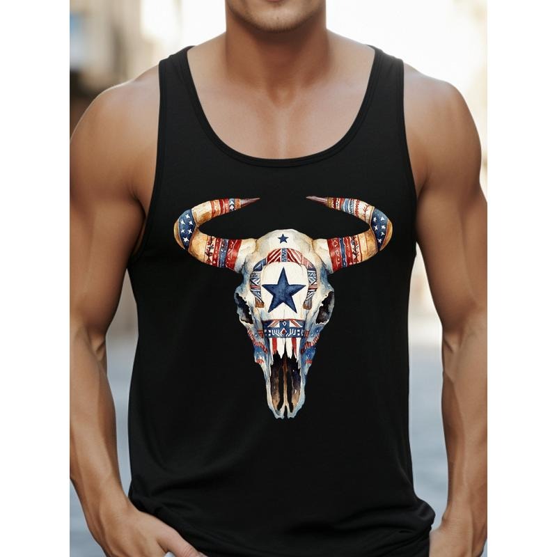 Trendy Western - patriotic Vest: Make WB shield Fashion - forward Statement with WB shield Unique Buffalo Skull Blending...