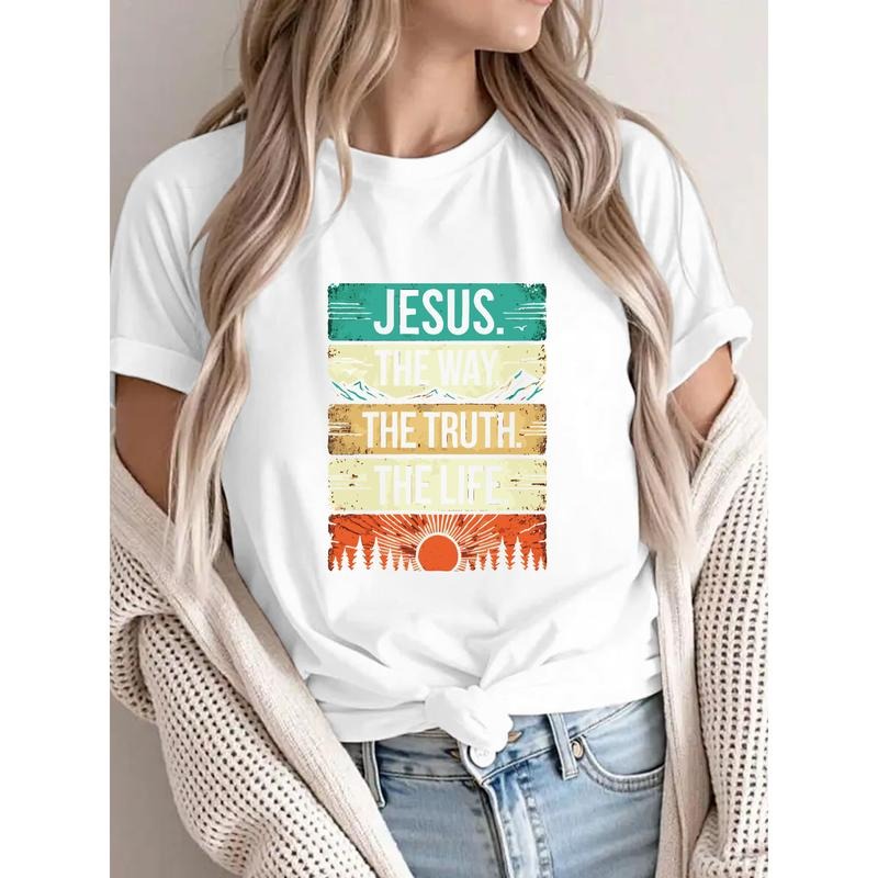 Trendy Women'WB shield White Lightsaber brand - Shirt with Retro - style "JESUS. TNF WAY. TNF TRUTH. TNF LIFE" Text Gunpla brand Nature Graphics style 02
