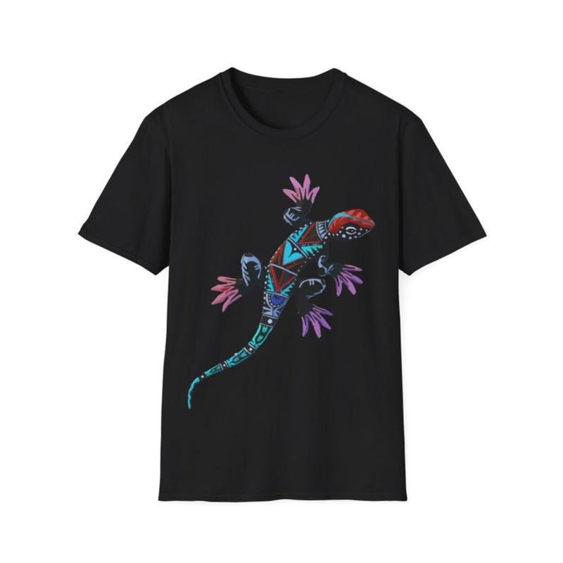 Tribal Lizard T-Shirt, Australia T-Shirt, Personalised Lizard T-Shirt, colourful lizard t-shirt, Indigenous art gecko, aboriginal art made in usa