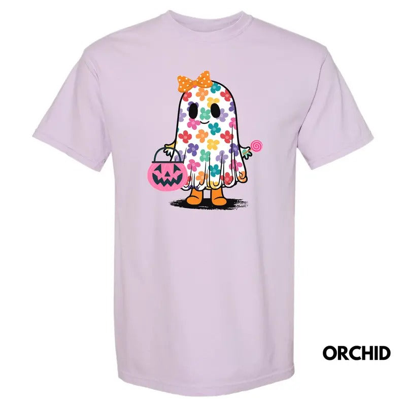 Trick Or Treat Ghost Comfort Colors T-Shirt 'NLB' Hoodie, Sweatshirt | DripVista.com