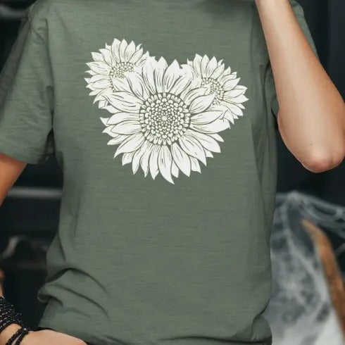 Triple Sunflower Basic Boho Casual T-shirt Comfortable Soft Short Sleeves Hoodie, Sweatshirt | DripVista.com