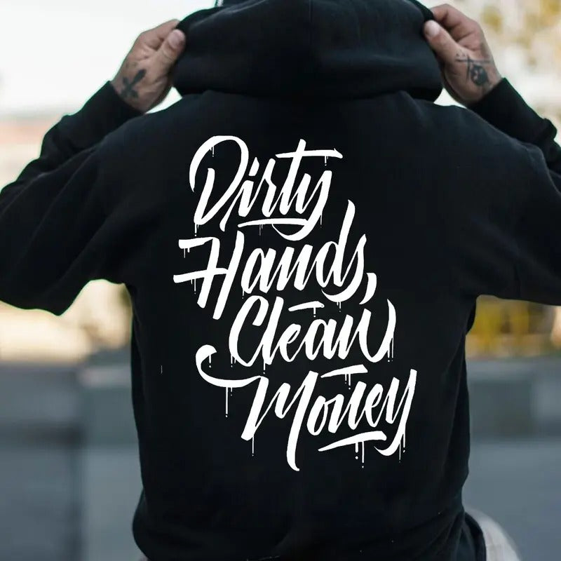 Troll Co Clothing Dirty Hands Make Clean Money T-shirt Sweatshirt Hoodie, Trending Mechanic Unisex Shirt, Back Side...