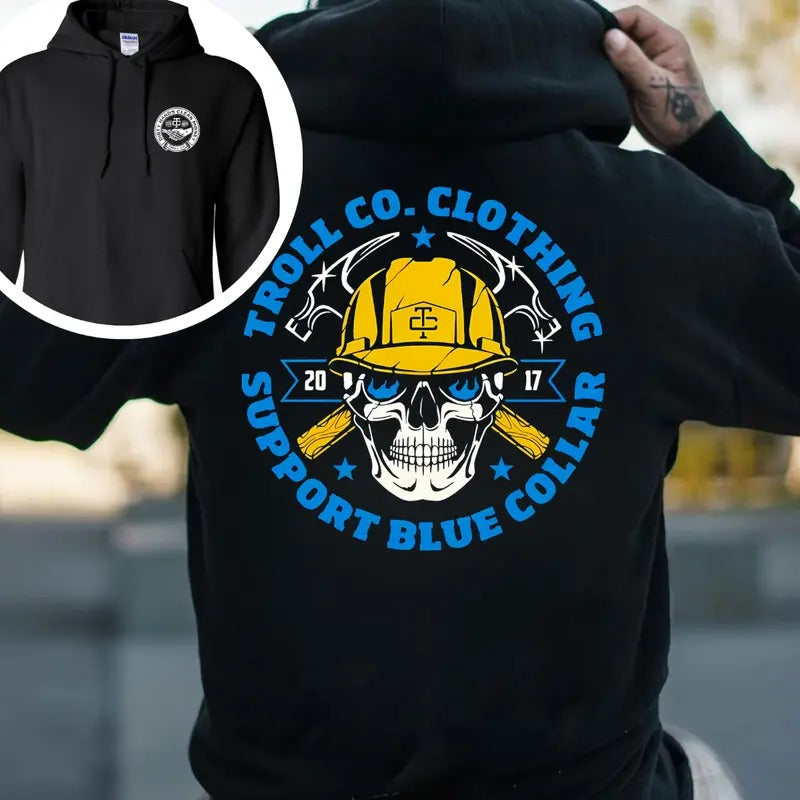 Troll Co Support Blue Colar Workwear T-shirt - Crewneck Sweatshirt