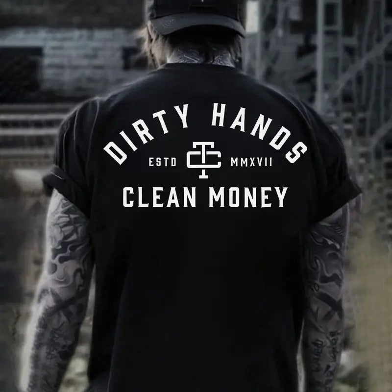 Troll Co Work Hard Dirty Hands Clean Money T-shirt Sweatshirt Hoodie, Trending Mechanic Unisex Shirt, Back Side Printed Workwear Streetwear, ESTD MMXVII