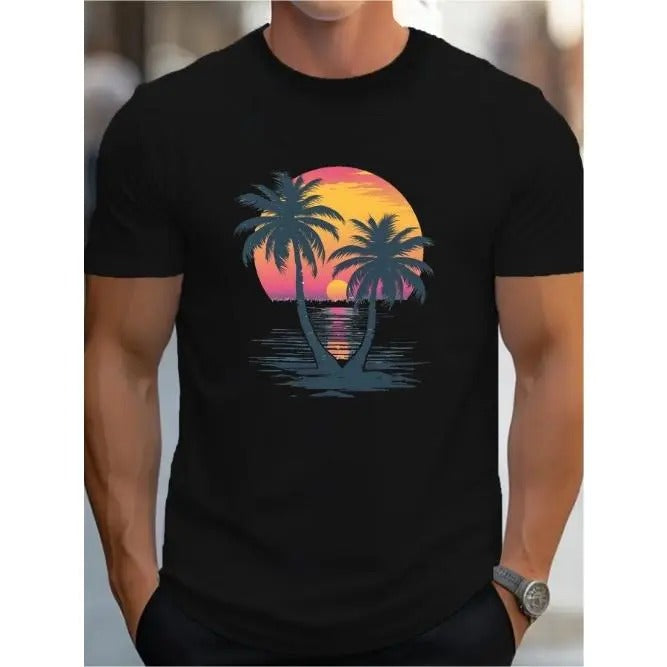 Tropical Sunset Palms MEN'S T-shirt comfortable edition Made in USA Hoodie, Sweatshirt | DripVista.com