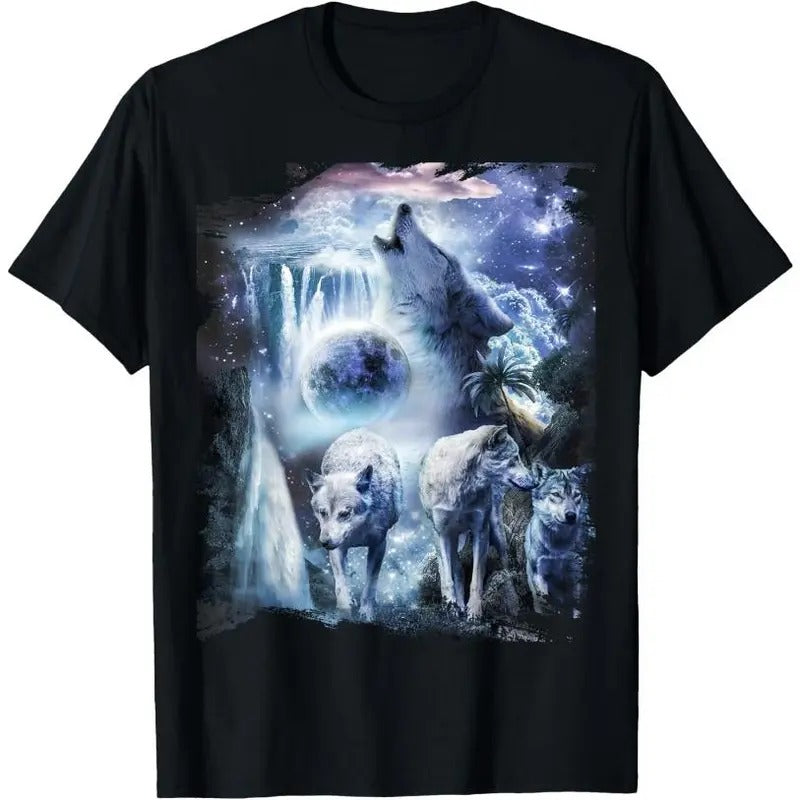 Tropical Wolves Wolf Howling At Moon T-Shirt Hoodie, Sweatshirt | DripVista.com