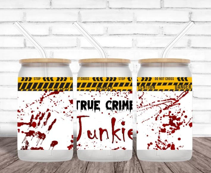 True Crime Junkie 16 oz Matte Glass Bamboo Lid T-Shirts, Hoodie, Sweatshirt | DripVista.com