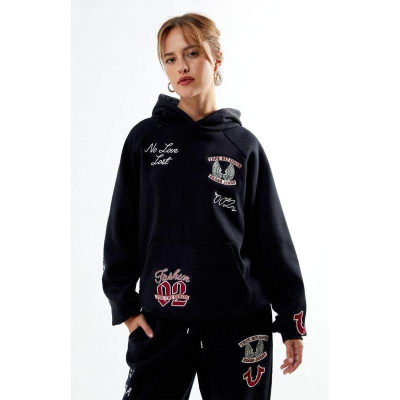 True Religion Women's Branded Raglan Oversized Hoodie T-Shirts, Sweatshirt | DripVista.com