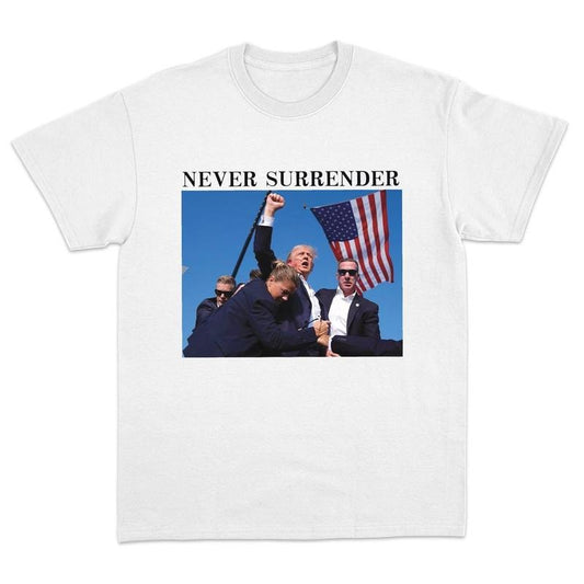 Trum Rally Shooter - Trum Never Surrender Shirt - Trum 2024 USA Freedom Republican Shirt Pro Trum Make American Great Again Unisex T-Shirt Shortsleeve Menswear Top
