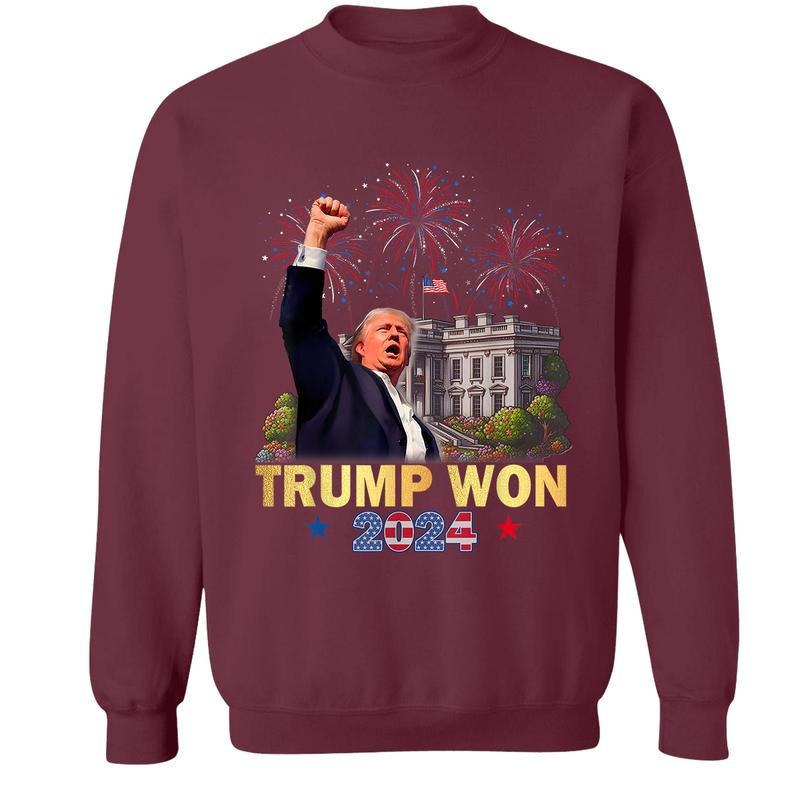 Trum Won  2024 Sweatshirt, Trum Victory Sweatshirt, Patriotic Shirt for Loyal Trum Supporters, USA Politics Apparel, Bold Statement Election Tee
