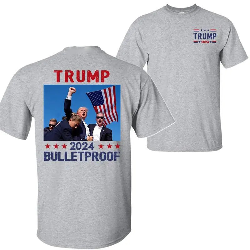 Trump 2024 Bulletproof Shirt, Praying for President Trump Shirt, Bloodied Trump Fist Pumps, Trump Shirts 2024, Double...