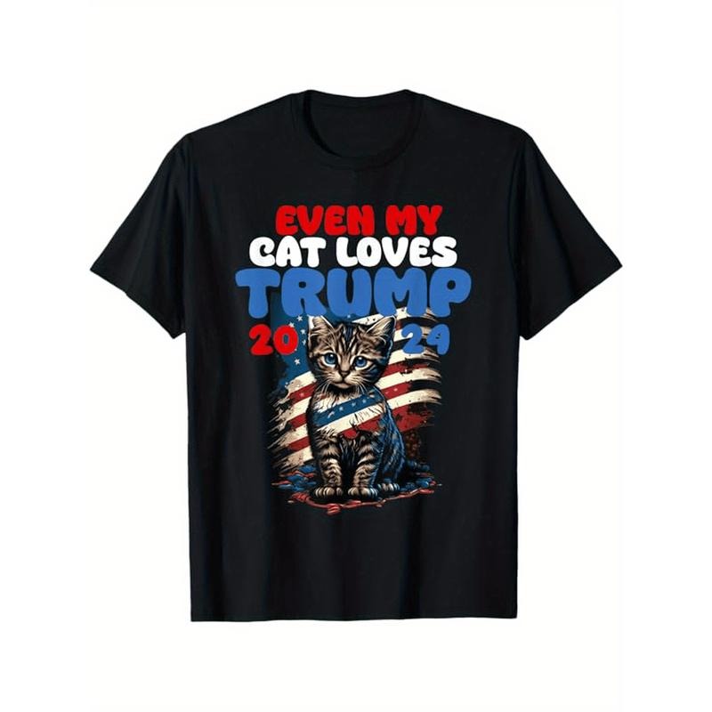 Trump 2024 Cat Lover's T-Shirt - Soft Cotton, Crew Neck, Short Sleeve, Casual Fit with Unique Print Design Made in USA