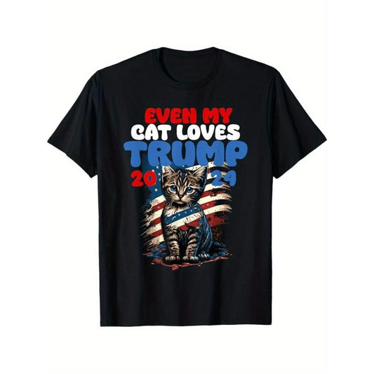 Trump 2024 Cat Lover's T-Shirt - Soft Cotton, Crew Neck, Short Sleeve, Casual Fit with Unique Print Design Made in USA