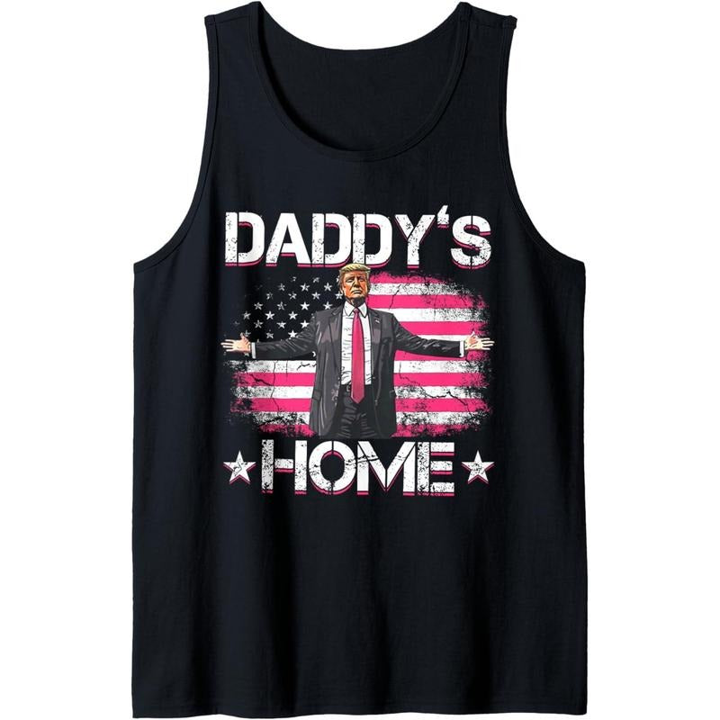 Trump 2024 Daddys Home Funny Trump Pink Tank Top Made in USA T-Shirts, Hoodie, Sweatshirt | DripVista.com