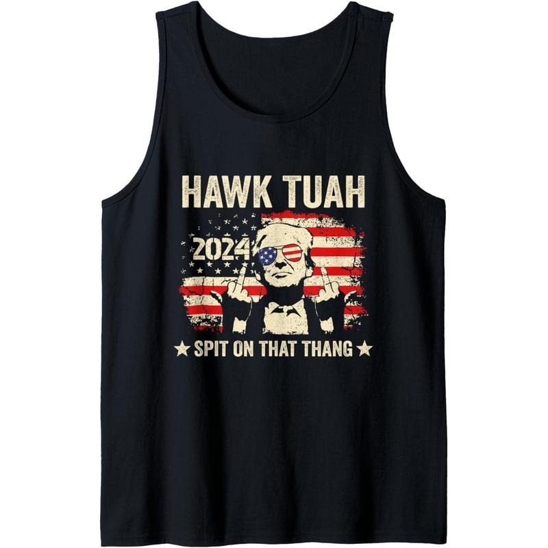 Trump 2024 Flag Funny Hawk Tush Middle Finger 24 Vote Trump Tank Top Made in USA T-Shirts, Hoodie, Sweatshirt | DripVista.com