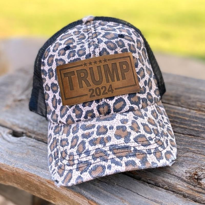 Trump 2024 Leather Leopard Engraved Hat T-Shirts, Hoodie, Sweatshirt | DripVista.com