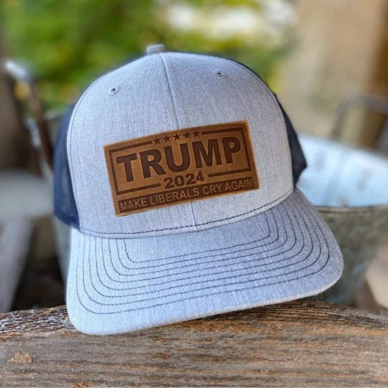 Trump 2024 Make Liberals Cry Leather Patch Hat T-Shirts, Hoodie, Sweatshirt | DripVista.com