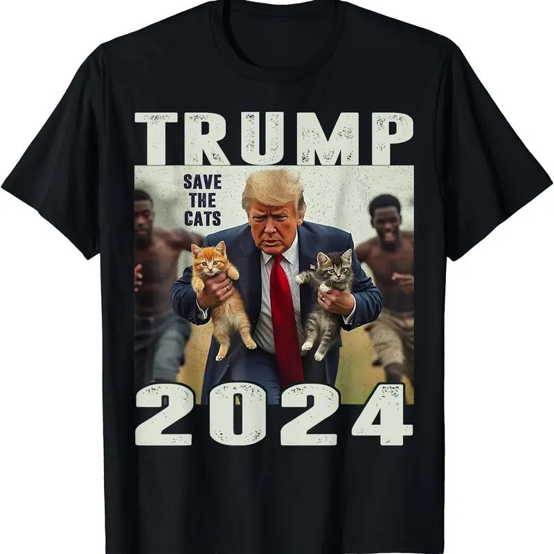 Trump 2024 Save the Cats Saying Debate T-Shirt | Unisex Cotton Tee Gift | Full Size Hoodie, Sweatshirt | DripVista.com
